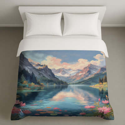 Mountain Lake Landscape Duvet Covers