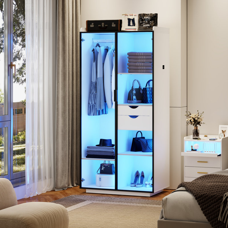2 Door Manufactured Wood Wardrobe, White