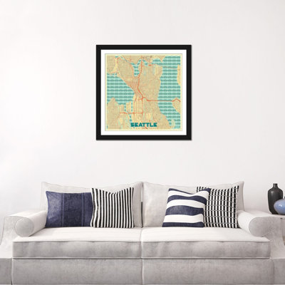 «Seattle Retro Urban Blueprint Map», impression sur toile