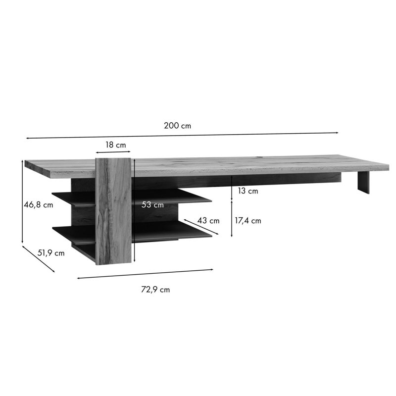 Frankfurt Unfinished TV Stand, 53cm H x 200cm W x 50cm D