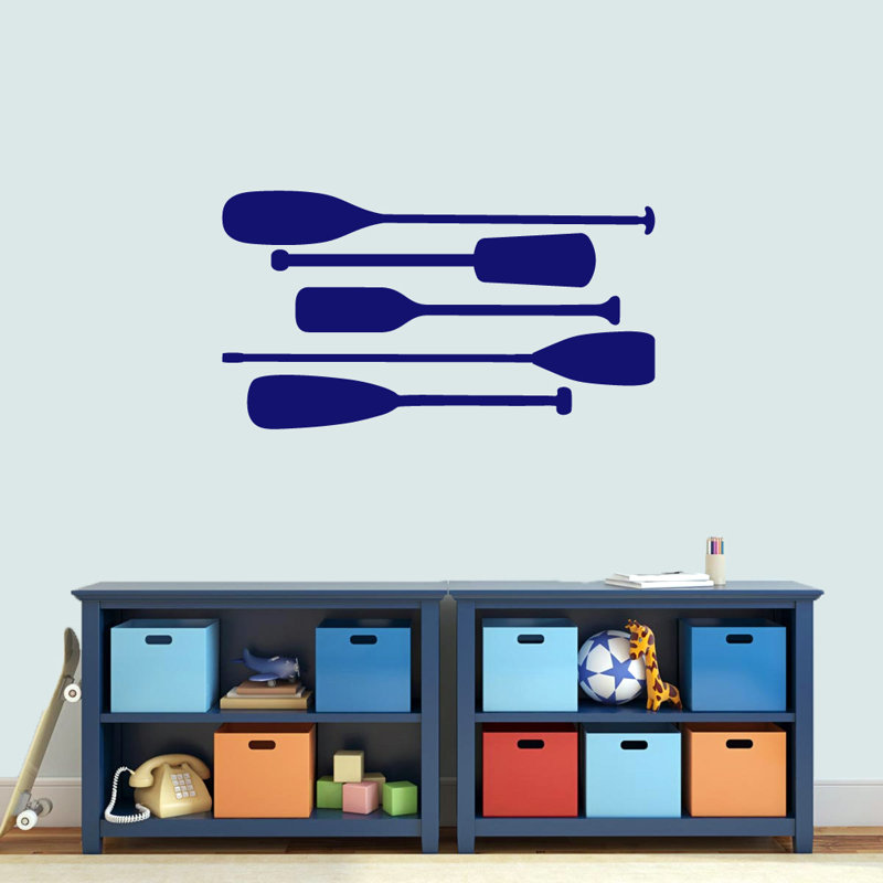 Adhésif décoratif bateau avirons, Bleu marine