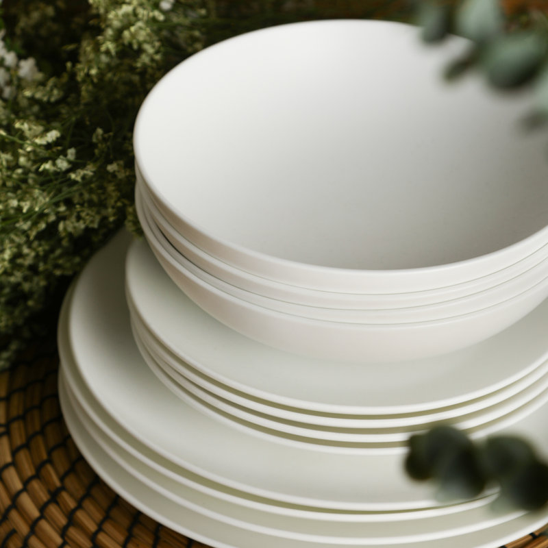 Matte White Porcelain 24-Piece Dinnerware Set for 8