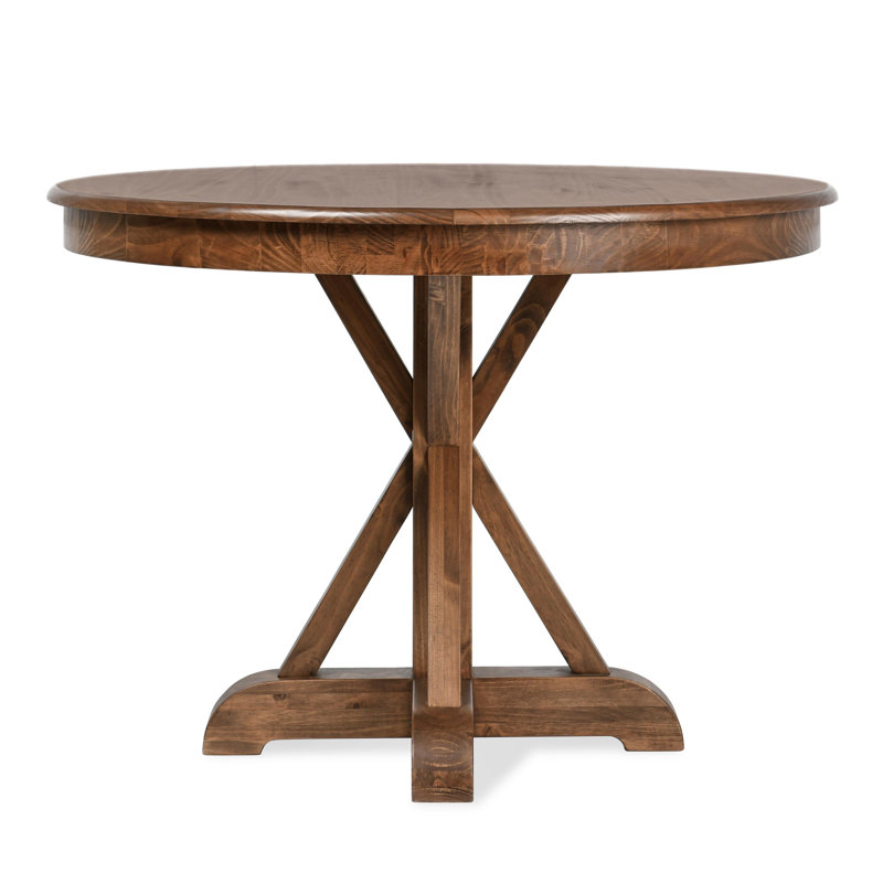 Maxwell 42'' Round Reclaimed Pine Wood Dining Table in Brown Finish