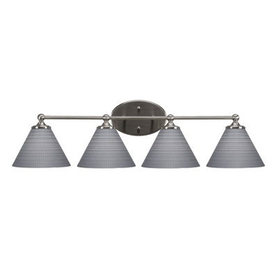 Aitkens 4 Light Bath Bar Shown In Brushed Nickel Finish With 7" Matrix Glass