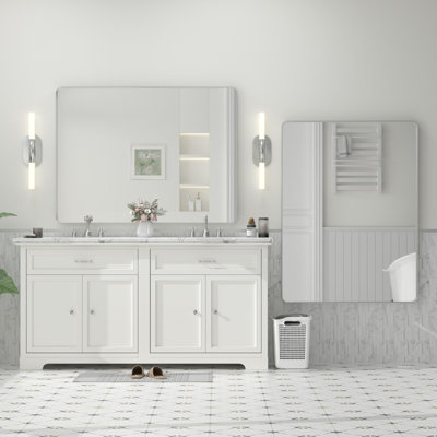 Molly Tempered Glass and Metal Framed French Cleat Mounted Wall Bathroom / Vanity Mirror
