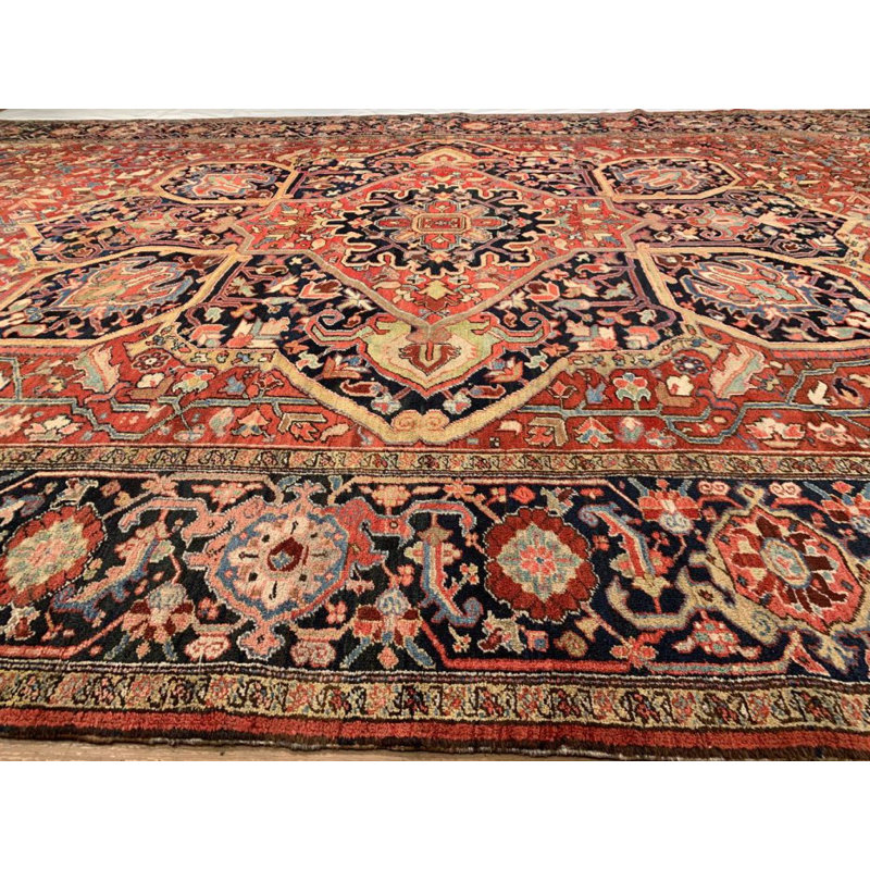 Tapis rectangulaire en laine d'agneau de conception unique 10 pi 9 po x 22 pi 1 po