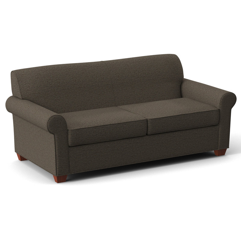 Finn 75" Rolled Arm Sofa Bed, Innerspring, Elliot Caribou, BM Cherry