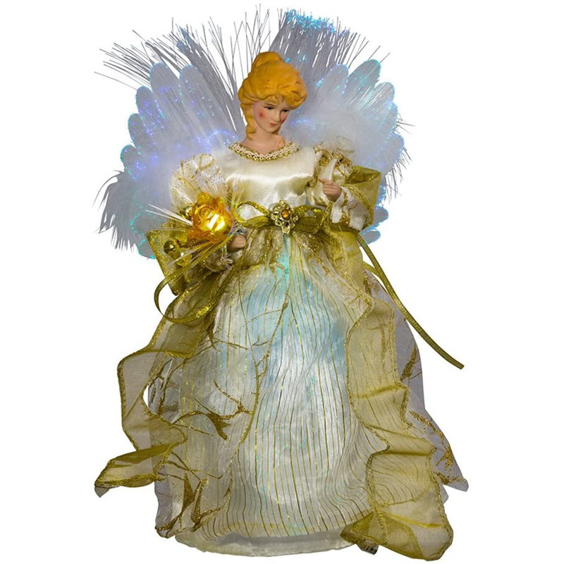 White Lace Lighted Angel Christmas Tree Topper