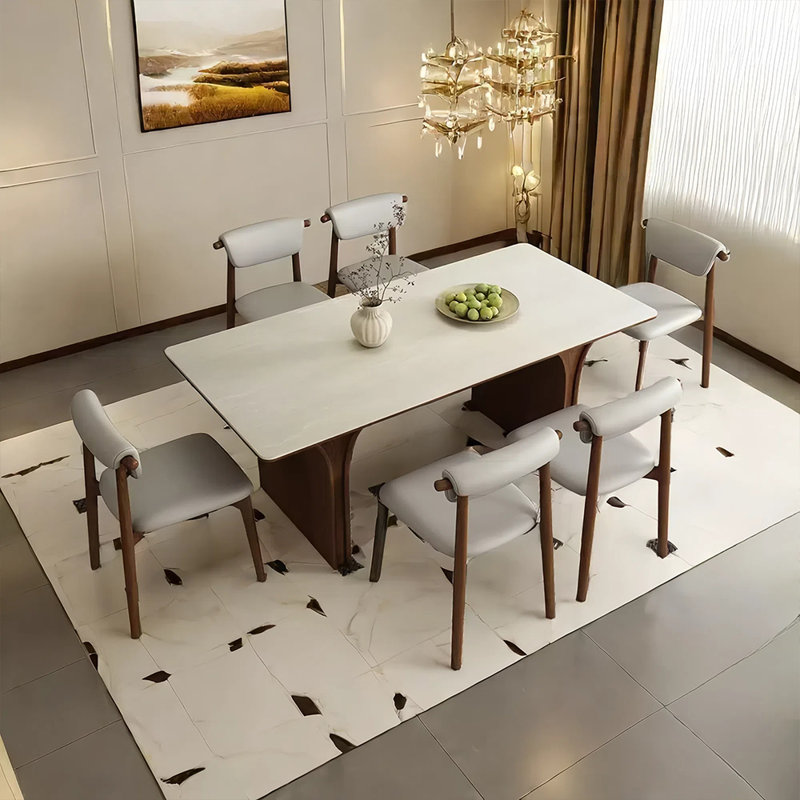 Ensemble de table de salle à manger et de chaises en pierre de style paléo, H 29,52 po x L 59,05 po x l 31,49 po