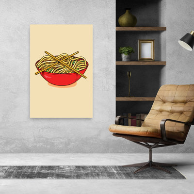 Noodle Bowl With Chopsticks Contemporary Wall Art