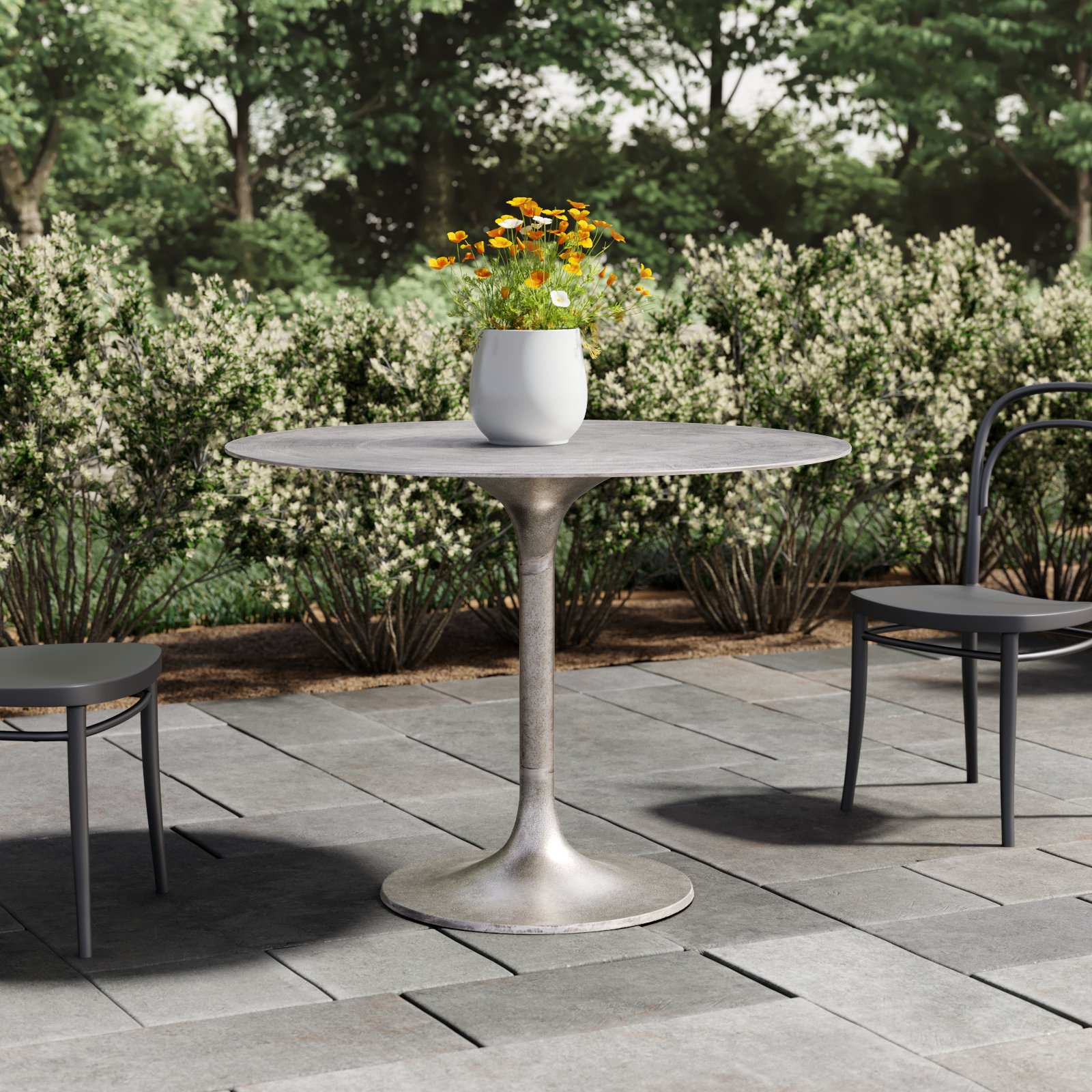 42'' Metal Outdoor Bistro Table, Raw Antique Nickel