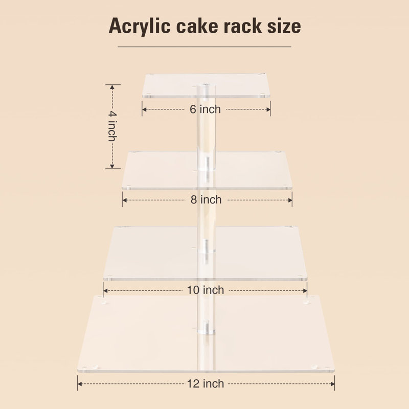 4 Tier Cupcake Stand With LED String Light, Acrylic Cupcake Display Stand