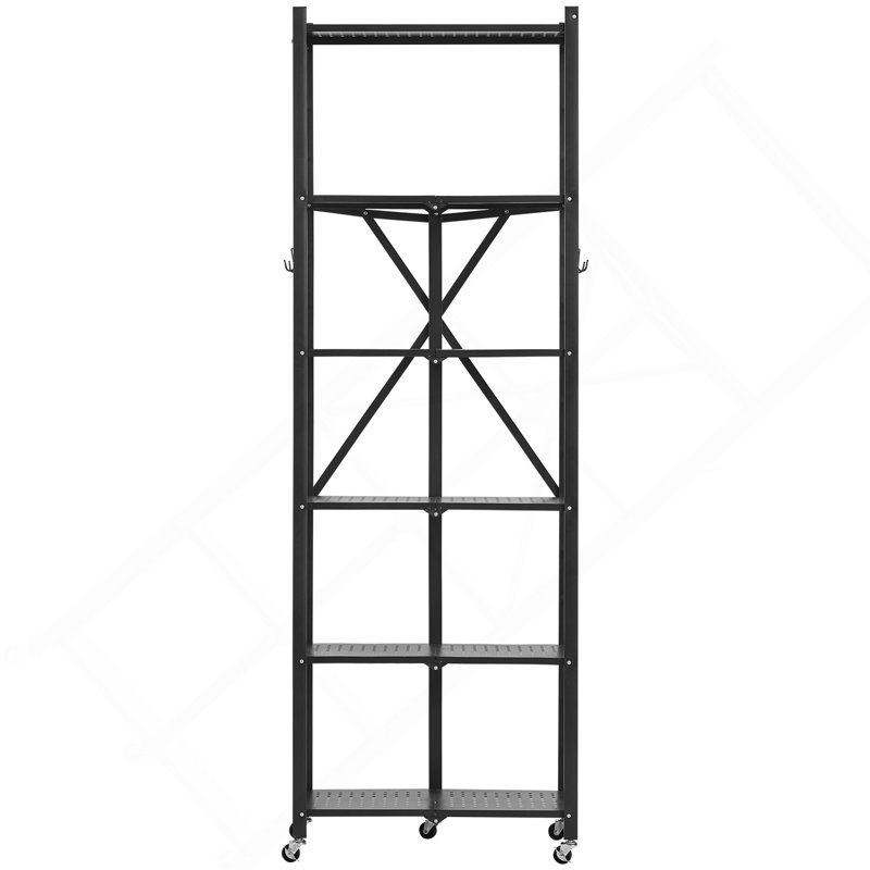 Étagère de rangement pliable à 6 niveaux avec roulettes