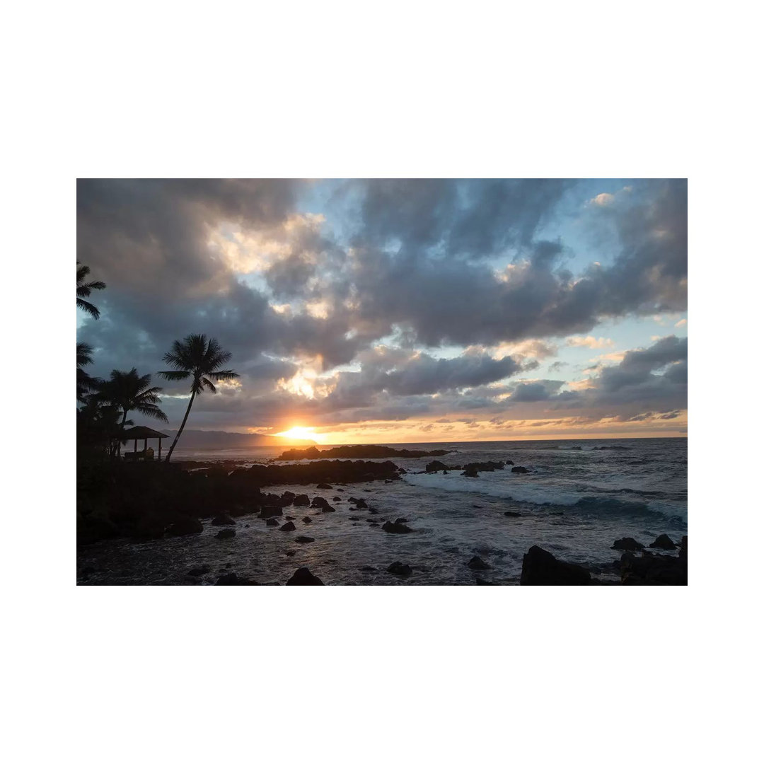 Scenic View Of Beach During Sunset, Hawaii, USA I - Wrapped Canvas Print