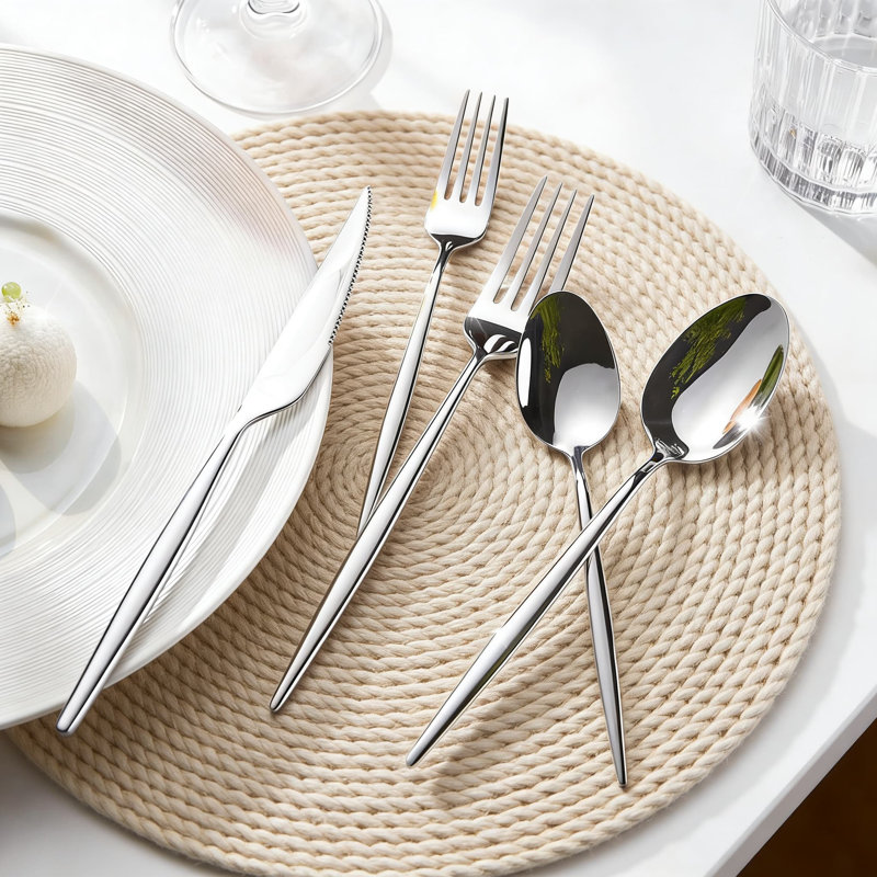 Ensemble de couverts 40 pièces, ensemble de couverts en acier inoxydable 18/10 de qualité supérieure pour la maison, la cuisine, le restaurant et le mariage, va au lave-vaisselle, comprend des fourchettes, des couteaux et des cuillères