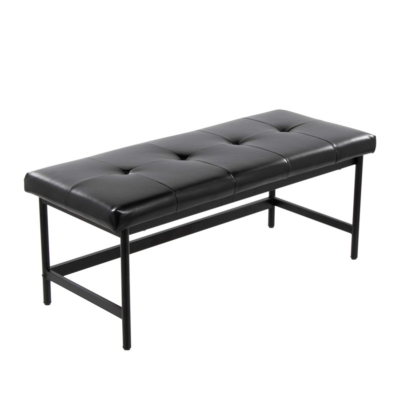 Élégant banc en métal et similicuir, pour les entrées et les salons, alliant durabilité et confort., Noir