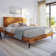 Georgina Solid Wood Platform Bed Frame with Headboard, Mid Century Geometric Pattern