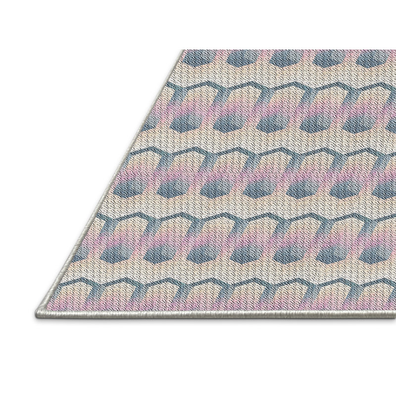 Tapis beige/rose à motifs, Rectangle 2 pi x 5 pi
