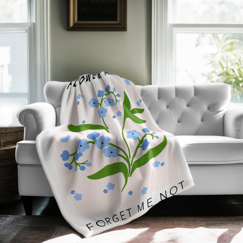 «Flower Market Forget Me Not» - couverture en sherpa de qualité supérieure - reproduction d'art luxueuse, Grand lit