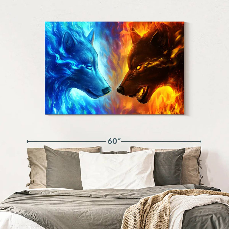 Brampt Fire And Ice Wolves, 32" H x 48" W