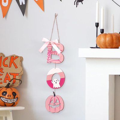 Pink “boo” Halloween Door Sign