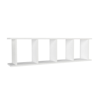 Bibliothèque moderne blanche, 47,2 x 13,2 x 13,8 pouces | 100% panneau de particules enduit de mélamine, épaisseur: 0,7 pouce | Conception murale avec de nombreuses tablettes pour un rangement supplémentaire | Décoration élégante et fonctionnelle