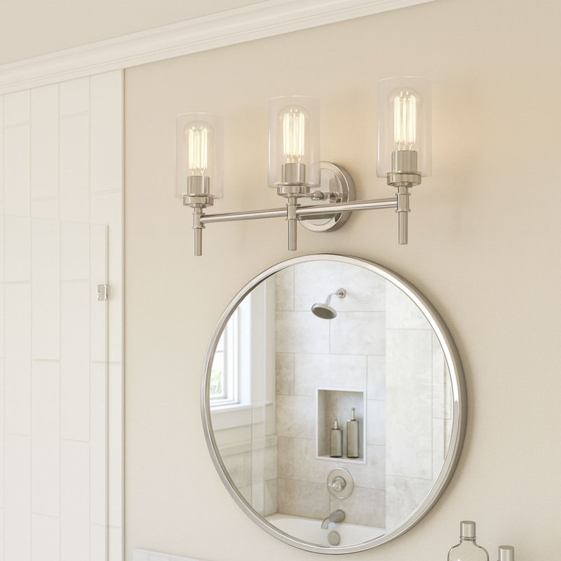 Éclairage pour salle de bain 3 lumières 5,44 po Wexton, Clair, Nickel brossé