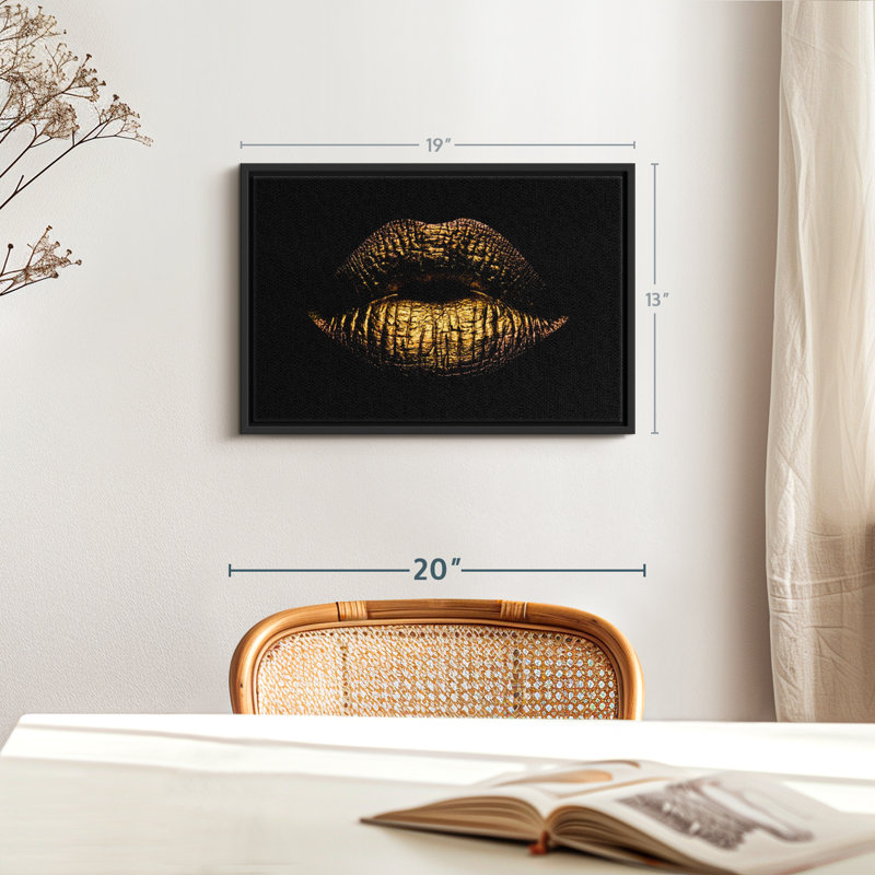 Impression sur toile Golden Lips, H 19 po x l 13 po