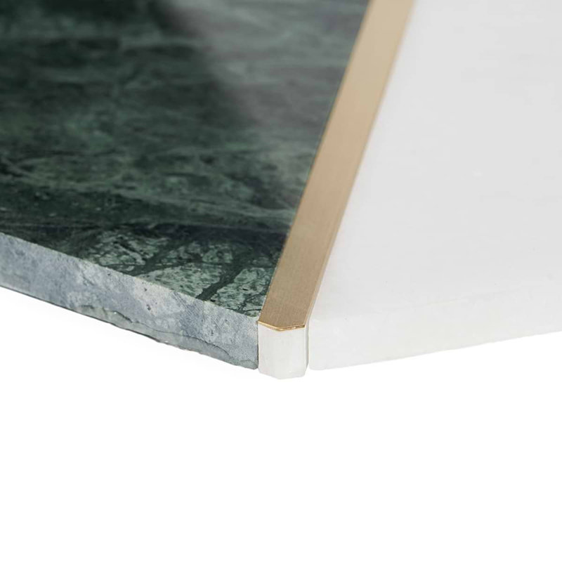 Decade Polished Marble And Brass Mosaic, Verde