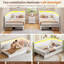Structure de lit d'angle avec tiroirs de rangement, canapé-lit simple avec rails revêtus de tissu métallique, unité de lit avec lumières à DEL et station de charge, structure de lit simple moderne (beige)-1177235440-1202325672