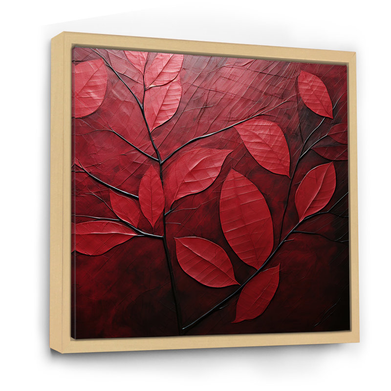Feuilles de cerisier I sur toile, H 24 po x l 24 po x P 1 po, Cadre naturel flottant