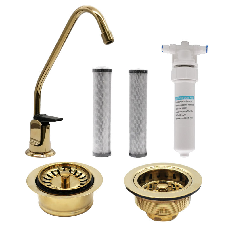 Ensemble de robinet distributeur d'eau froide 8 "avec filtre sous l'évier et garniture de drain Touch-Flo, Laiton poli
