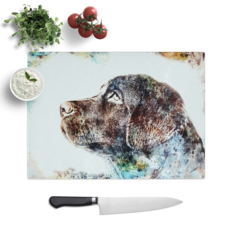 Tempered Glass Labrador Portrait Chopping Board, 39 cm W x 28.5 cm L