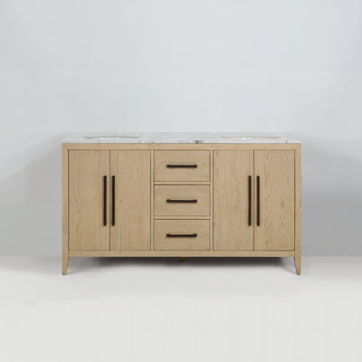 Alsup 60" Double Bathroom Vanity with Carrara Marble Top