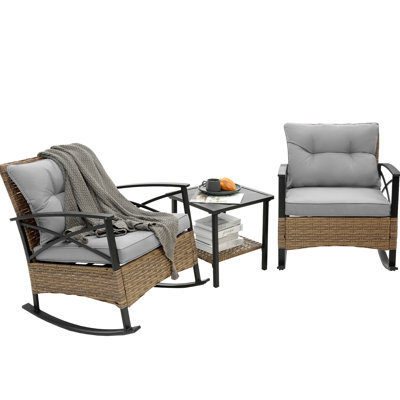 Outdoor Rocking Chair With Construction And Comfortable Cushions For Garden Poolside , Frame Use