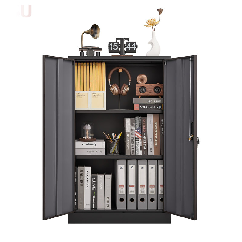 Durable Metal Storage Cabinet With Locking Doors, Adjustable Shelves, And Easy-Folding Design For Versatile Use In Home, Office, And Garage