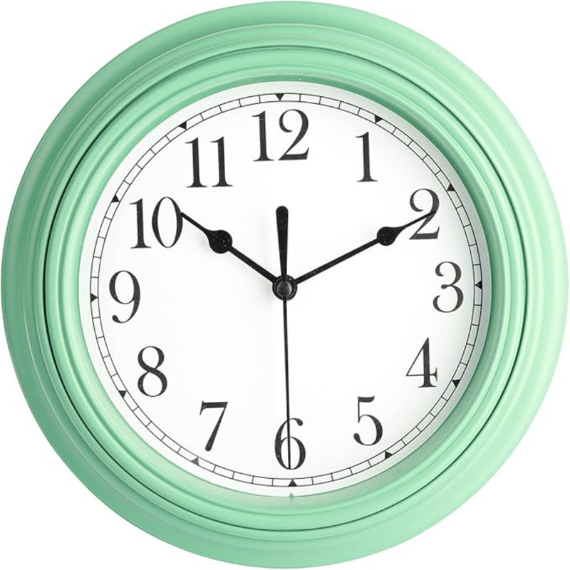 Horloge murale silencieuse 9 pouces, Vert Amy