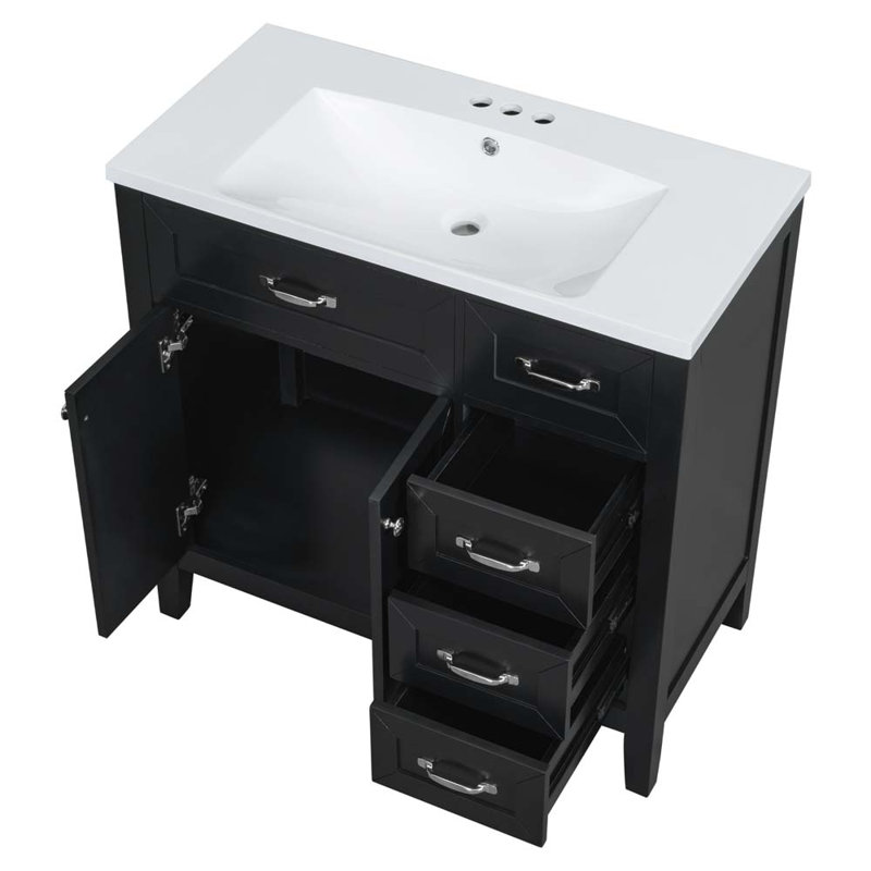 Meuble-lavabo 36 po avec lavabo 36 po, blanc, Noir