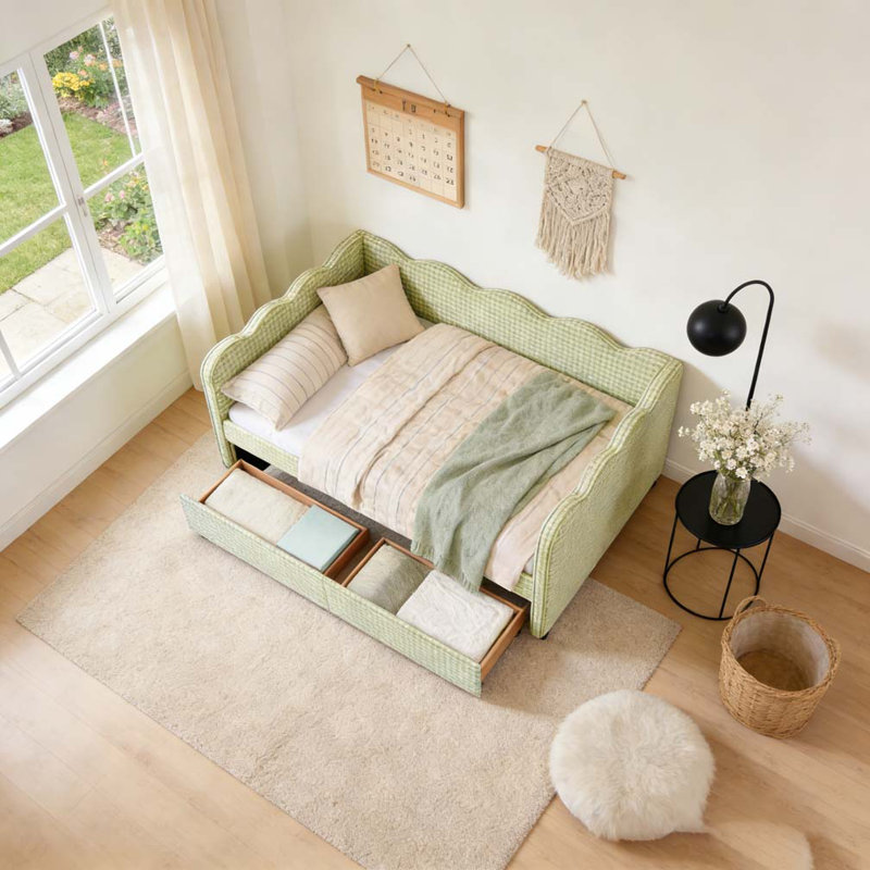 Lit de jour double, full-Drawers, Vert