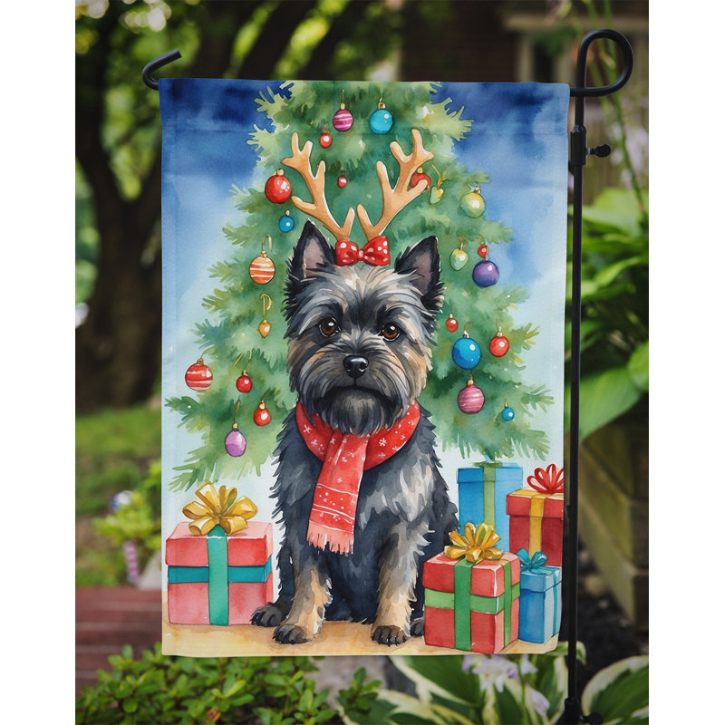 Drapeau de Noël renne de jardin, Terrier Cairn noir