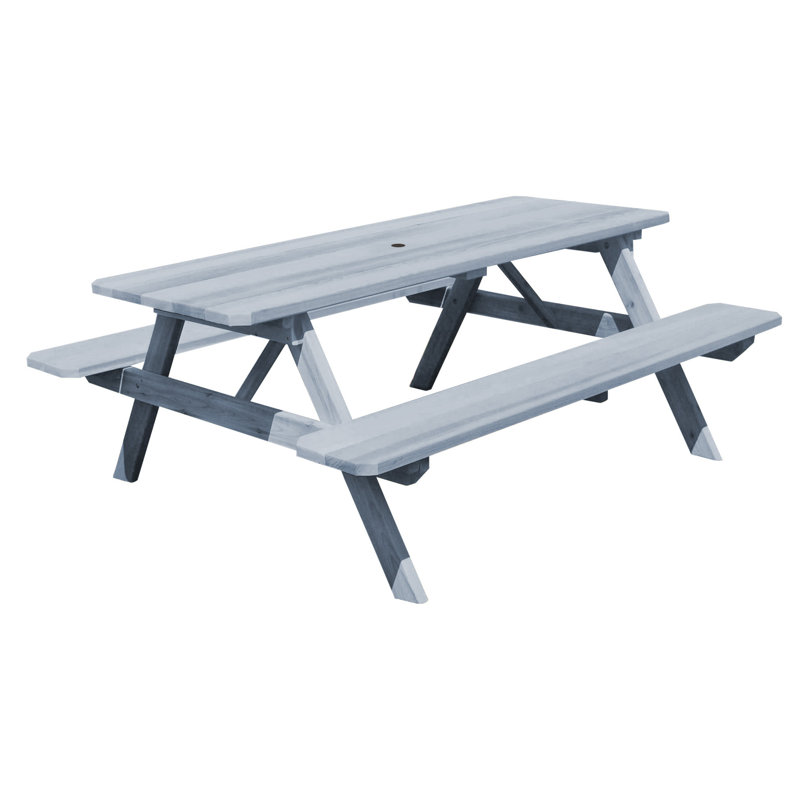 Table de pique-nique rectangulaire, Teinture grise, 94 po x 60 po x 30 po