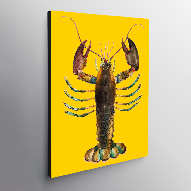 Lobster On Yellow Background - Wrapped Canvas Print, 81cm H x 61cm W