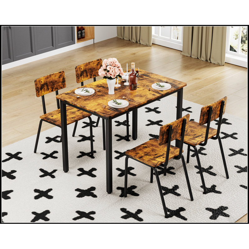 Ensemble de table de salle à manger moderne cinq pièces avec structure en métal robuste pour les espaces de cuisine compacts et les repas quotidiens