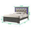 Full Size Bed With Grey Colour And Stylish Headboard Comfortable Upholstery Modern Style