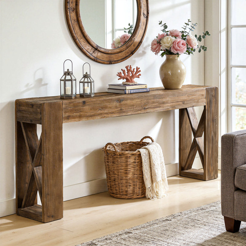 Console en bois massif de 63 pouces