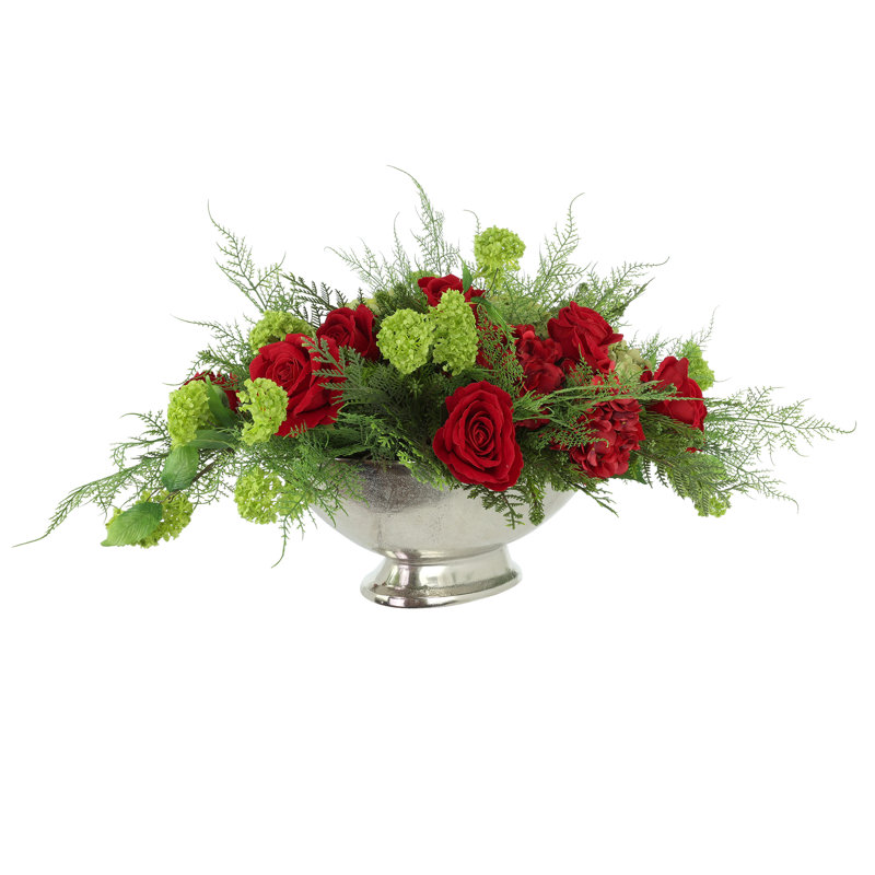 Centre de table Jana avec roses et hortensias