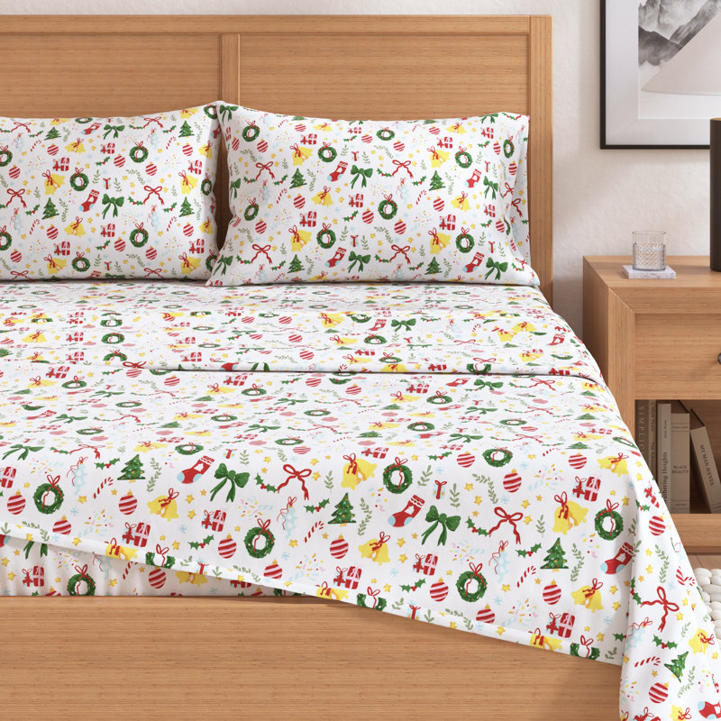 Ensemble de draps 100% flanelle de coton, Double avec 2 taies d'oreiller, Nutcracker