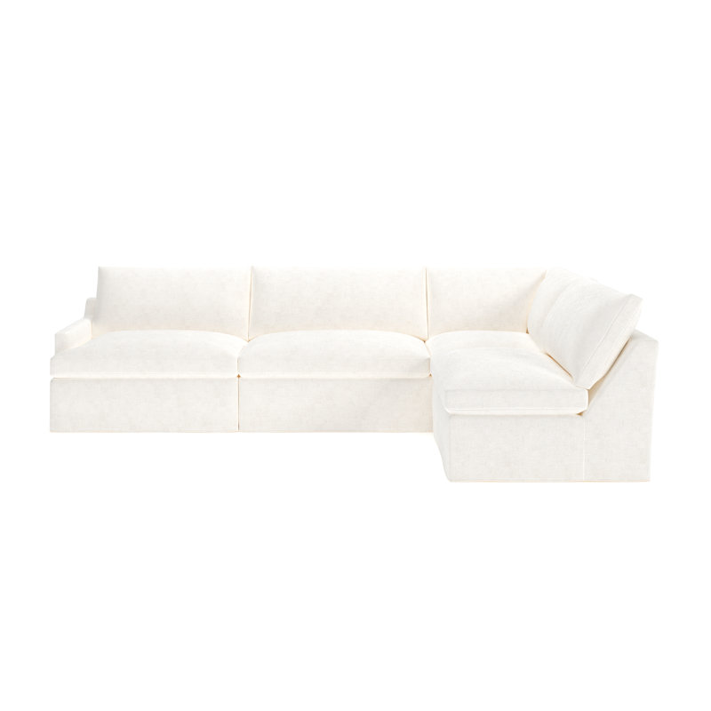 Canapé modulaire 4 pièces Wrenley, Mélange de lin naturel Bevin, Orienté à droite