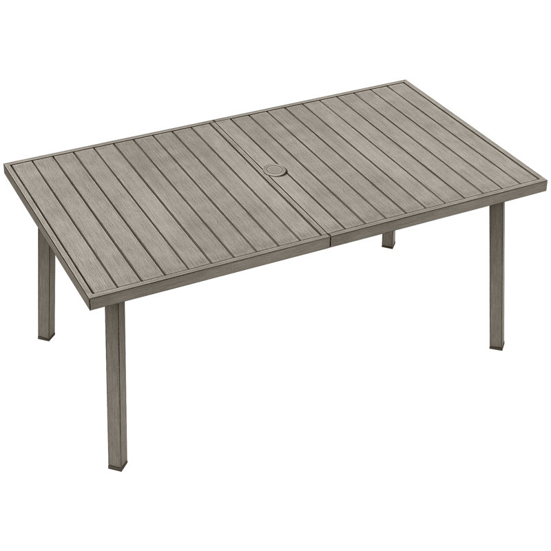 Table de salle à manger de patio pour 6 personnes, H 28 po x l 63 po x P 35 po, Gris