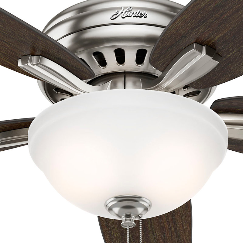 52" Newsome 5 - Blade Standard Ceiling Fan with Pull Chain and Light Kit Included, Brushed Nickel